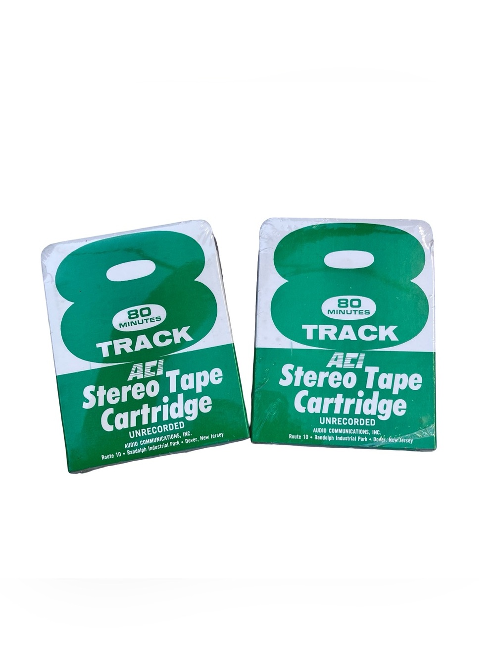 Lot Of 2 Blank 8-Track Tape Cartridges Stereo Off White VTG Audio 80 Mins NEW